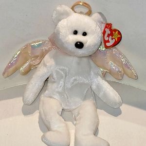 1998 Ty Retired Halo White Angel Beanie Baby Plush 8" Stuffed Toy